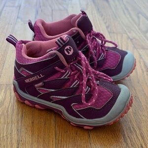 Merrell Kids' pink hiking Moab shoes size 11.5